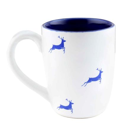Navy Blue Running Deer Decorative Handcraft Ceramic Coffee Mug